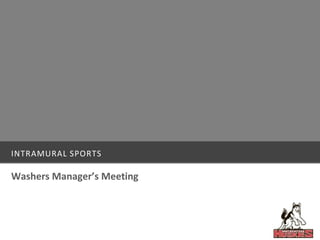 INTRAMURAL SPORTS

Washers Manager’s Meeting
 