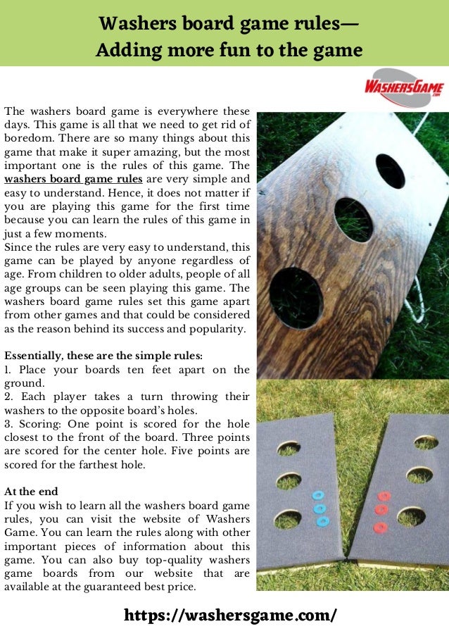 Washers board game rules— adding more fun to the game