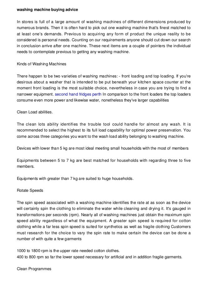 Washing Machine Buying Advice