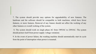 Washing machine case study: Types and Design metrics,Functional modes ...