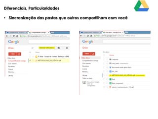 Diferenciais, Particularidades
• Sincronização das pastas que outros compartilham com você

 