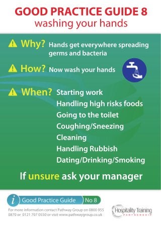 Washing your Hands - Hospitality Training Partnership Guidelines to Health & Safety