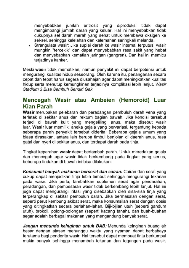 Wasir stadium 3 bisa sembuh sendiri gak | PDF