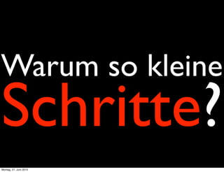 Warum so kleine
Schritte?
Montag, 21. Juni 2010
 