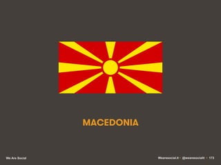 MACEDONIA

We Are Social

Wearesocial.it • @wearesocialit • 173

 