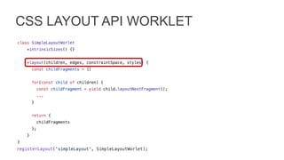 CSS LAYOUT API WORKLET
 