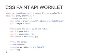 CSS PAINT API WORKLET
 
