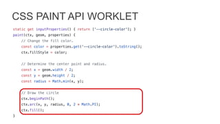 CSS PAINT API WORKLET
 