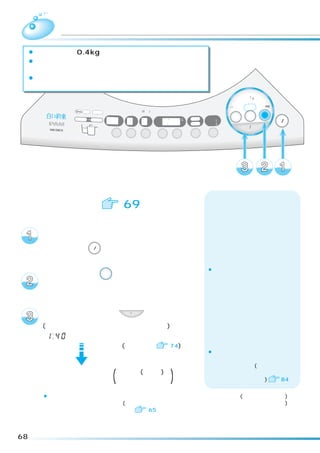 乾燥  「ドライ」コース
 ¡乾燥容量は約 0.4kg です。
 ¡かくはん翼を回転させず、洗濯・脱水槽をゆっくり回転させ、
  やや低い温度で乾燥するコースです。
 ¡洗乾の「毛布」コースで乾きムラがあるようなときは、毛布を
  折り返して乾燥してください
                                                                                                  標準
                                                                                              念入り 洗剤／ シワケア
                                                                                                    12

                                                                                              ソフト 毛布 風乾燥
                                                                                           速乾 手造り
                                                                                                  ドライ たっぷり (6kg)
         浸透イオン洗浄                                       (3秒押し)
                       高温    フィルター                                                                                 電源
                                             注水        温風       予約     時間後                                 乾燥
                                                                                    洗い      洗濯     洗乾
                    洗剤投 入    溶かし                                水量      L    槽乾燥
                                       分        回          分    あと      分    槽洗浄
                                                                                    すすぎ1                           切/入
                                                                                    すすぎ2
                                                                                               スタート/一時停止
                                                                              カビ                                   （オートオフ）
                                      洗い     すすぎ       脱水        予約   水量            お湯取
                                                                             ブロック




     準備を行う                                 69
     脱水の終了した洗濯物をシワをのばして入れ、
     内ふた、ふたを閉めて、
     電源ボタン                  切/入      を押して、電源を入れる
                                                                                    ¡乾燥ボタンを押すごとにランプの
     乾燥ボタン 乾燥 を押して、                                                                  点灯位置が移動します。

     「ドライ」を点灯させる

     スタートボタン                               スタート/一時停止
                                                         を押す
     (メロディが鳴ってスタートをお知らせします)
     「             」の表示をしてから運転を開始します。
                                           (運転内容は                     74)
                                                                                    ¡洗濯・乾燥が終り、衣類を取り出し
                                                                                     たあとは、毎回乾燥フィルターを掃
                                                                                     除してください。(ほこりがついたま

     乾燥運転終了 (メロディ(ブザー)で )
             お知らせします
                                                                                     まにすると乾燥時間が長くなったり、
                                                                                     故障の原因になります)   84


     ¡乾燥運転中に、一時停止をしたり、電源を切ってもふたがロックされているので(高温ランプが点滅)
      すぐにふたを開けられません。(洗濯・脱水槽内の温度が下がるまでふたをロックしているためです)
      乾燥運転中にふたを開けたいときは   65




68
 