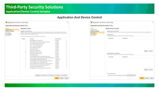 Third-Party Security Solutions
Application/Device Control Samples
Application And Device Control
 
