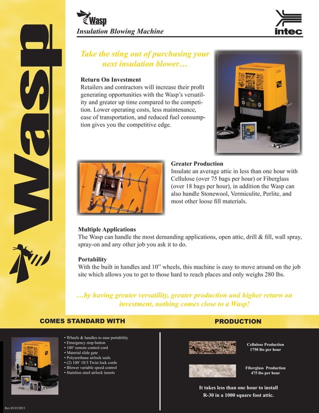 Wasp Insulation Blower Sales Brochure PDF