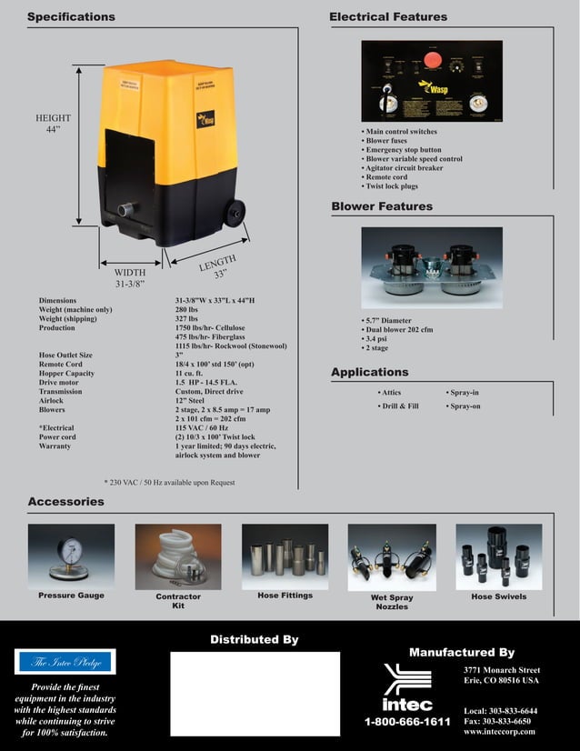 Wasp Insulation Blower Sales Brochure