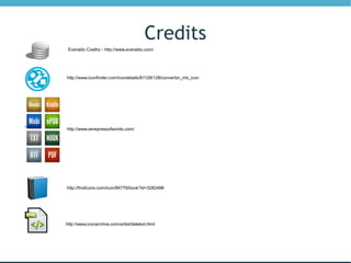 Credits
 Everaldo Coelho - http://www.everaldo.com/




http://www.iconfinder.com/icondetails/81128/128/convertor_mb_icon




http://www.winepressofwords.com/




http://findicons.com/icon/84779/book?id=328248#




http://www.iconarchive.com/artist/deleket.html
 