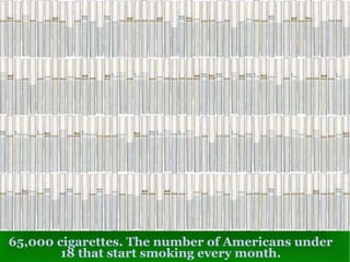 65,000 cigarettes. The number of Americans under 18 that start smoking every month. 