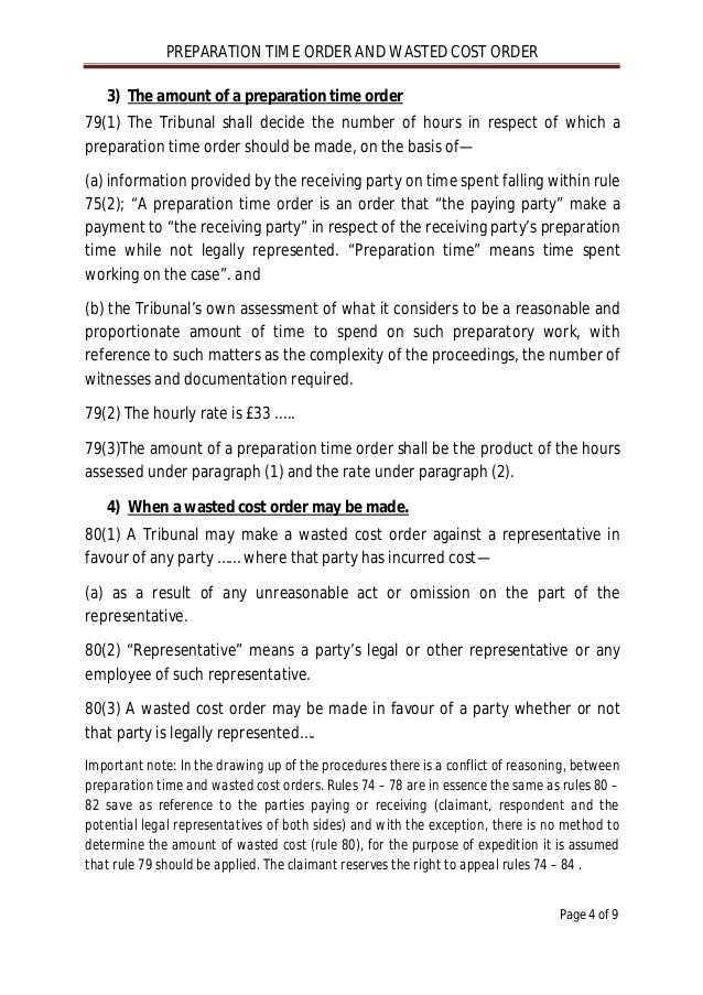 Employment Tribunal Wasted costs hearing submission