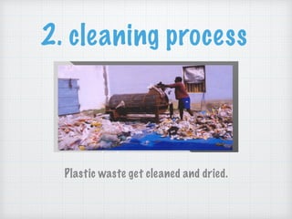 2. cleaning process
Plastic waste get cleaned and dried.
 