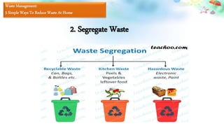 2. Segregate Waste
Waste Management:
5 Simple Ways To Reduce Waste At Home
 