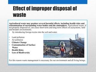 Waste Contamination Health Risks Example Waste management at agricultural sector | PPTX