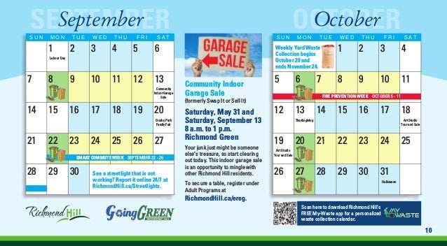 Waste management calendar