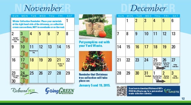 Waste management calendar