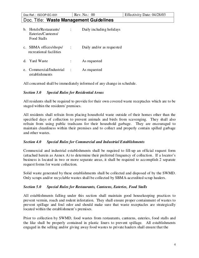 Waste management guidelines