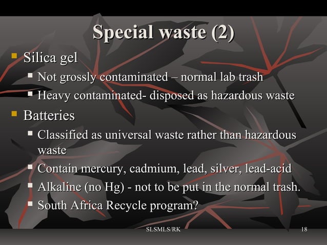 Waste Management at Medical Laboratories | PPT | Chemistry | Science