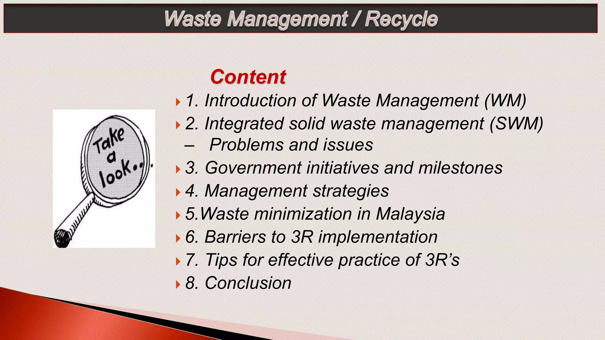 Waste Management & Recycle based on the 3R's | PPT