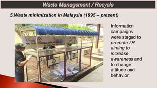 Information
campaigns
were staged to
promote 3R
aiming to
increase
awareness and
to change
attitude and
behavior.
 