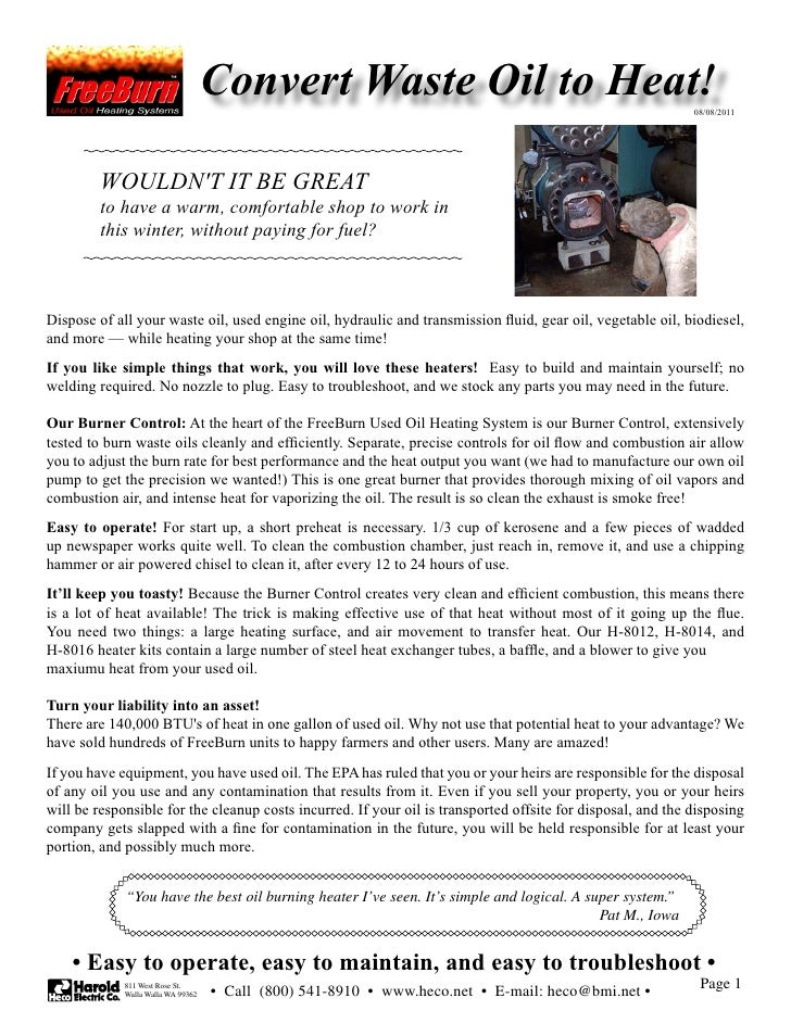 Convert Waste Vegetable Oil to Heat