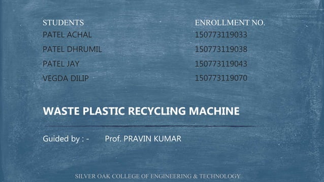 Waste recycling plastic ppt ( types of plastic) | PPTX | Chemistry ...