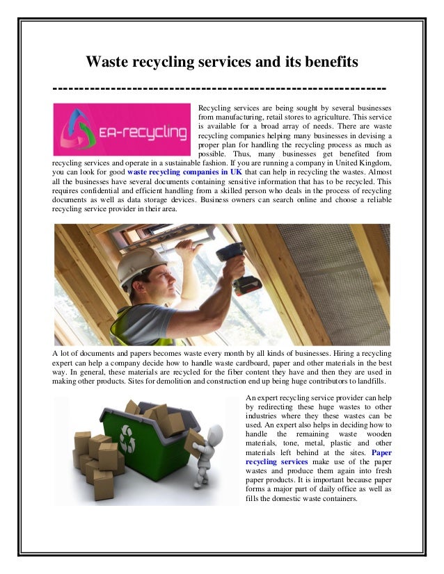Waste recycling services and its benefits