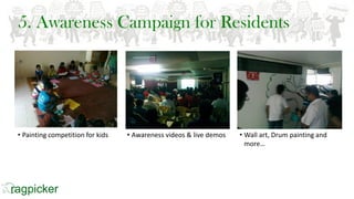 5. Awareness Campaign for Residents
• Painting competition for kids • Awareness videos & live demos • Wall art, Drum painting and
more…
 