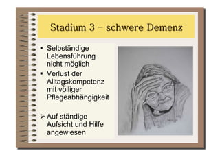   Selbständige
   Lebensführung
   nicht möglich
  Verlust der
   Alltagskompetenz
   mit völliger
   Pflegeabhängigkeit

 Auf ständige
  Aufsicht und Hilfe
  angewiesen
 