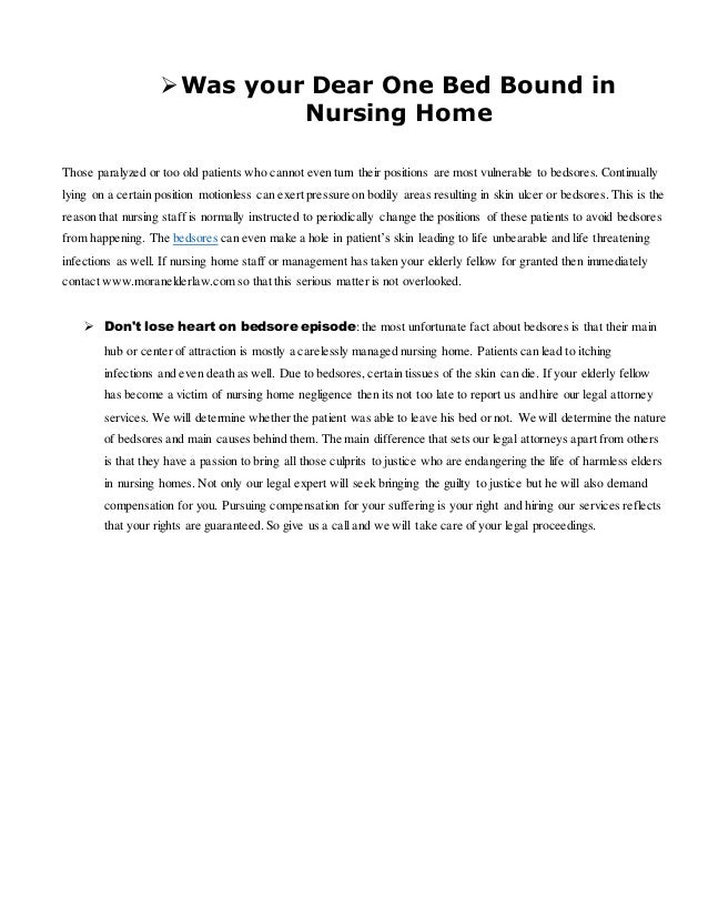 Was Your dear one Bed Bound in Nursing Home