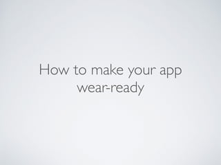 Android Wear case study 
Problem: 
If you use computer for 3-4 hours a day and sit continuously 
in a similar posture, you are at risk of RSI (Repetitive Strain 
Injury). 
What is RSI: 
Repetitive strain injury (RSI) is a condition where pain and 
other symptoms occur in an area of the body which has 
done repetitive tasks (often the arms or hands). 
 