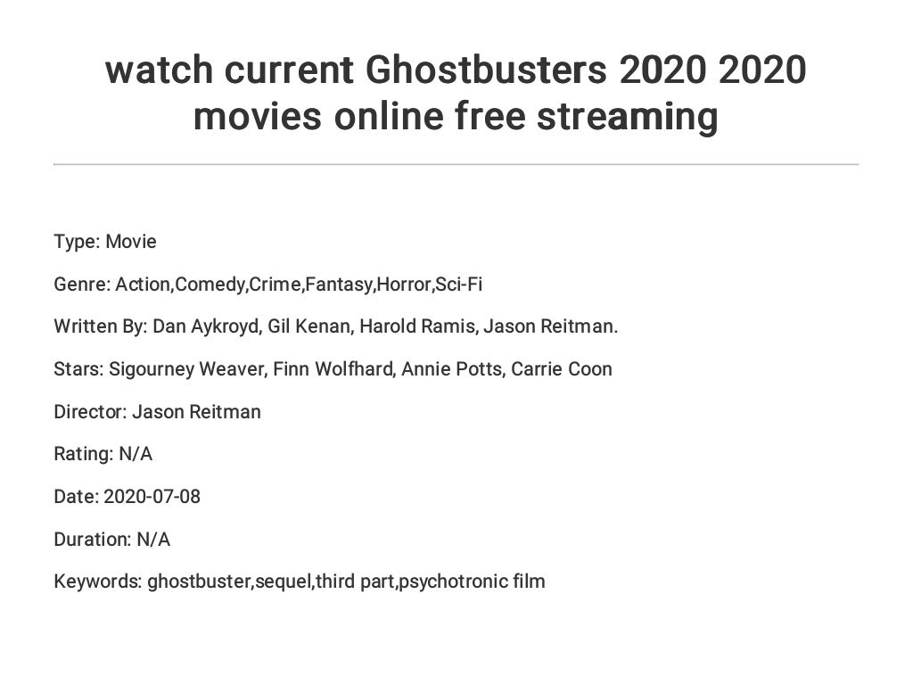 watch current Ghostbusters 2020 2020 movies online free streaming