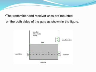 •The transmitter and receiver units are mounted
on the both sides of the gate as shown in the figure.
 