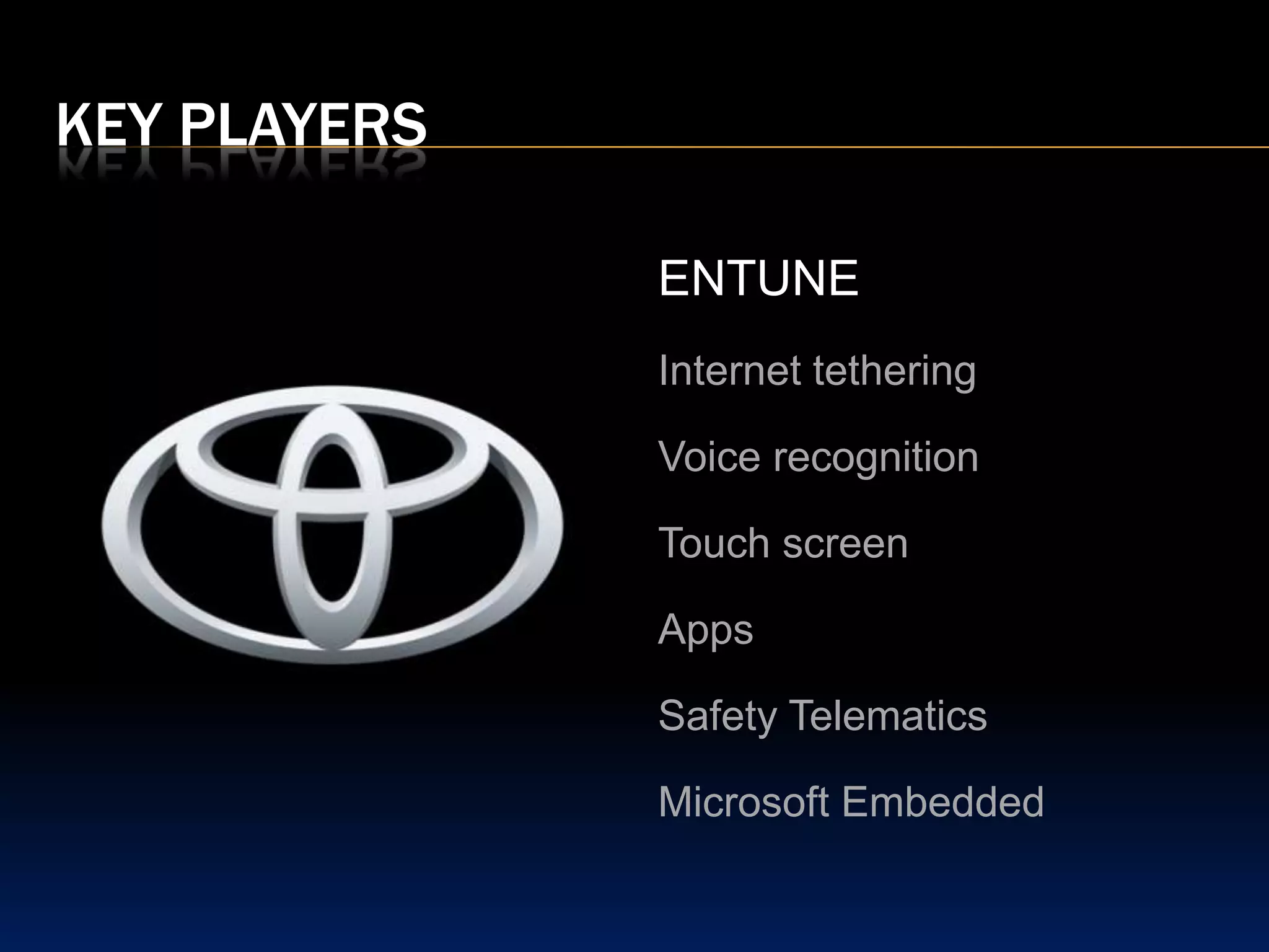 Key playersIQON (concept)8-inch touchscreenAudio streamingSaab IQON store Apps3rd Party software development500 hardware sensors