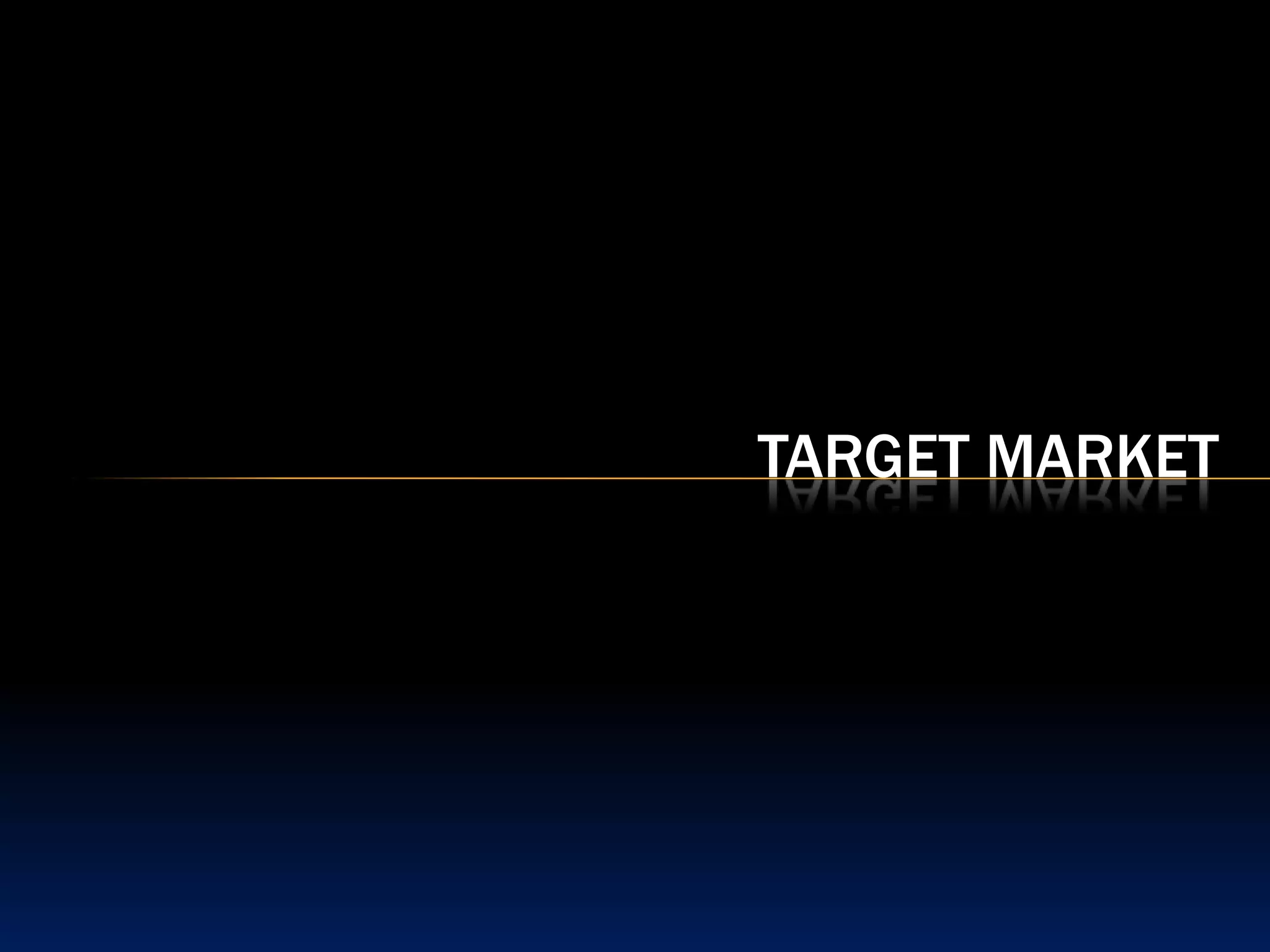 Millennials (25 -35 yrs old)Large volume entering marketDigital NativesInternetMulti-mediaSocial mediaIncreased productivitySafety Concernshttp://www.avclub.com/articles/mtv-will-make-sad-millennials-feel-all-better,52319/So what?