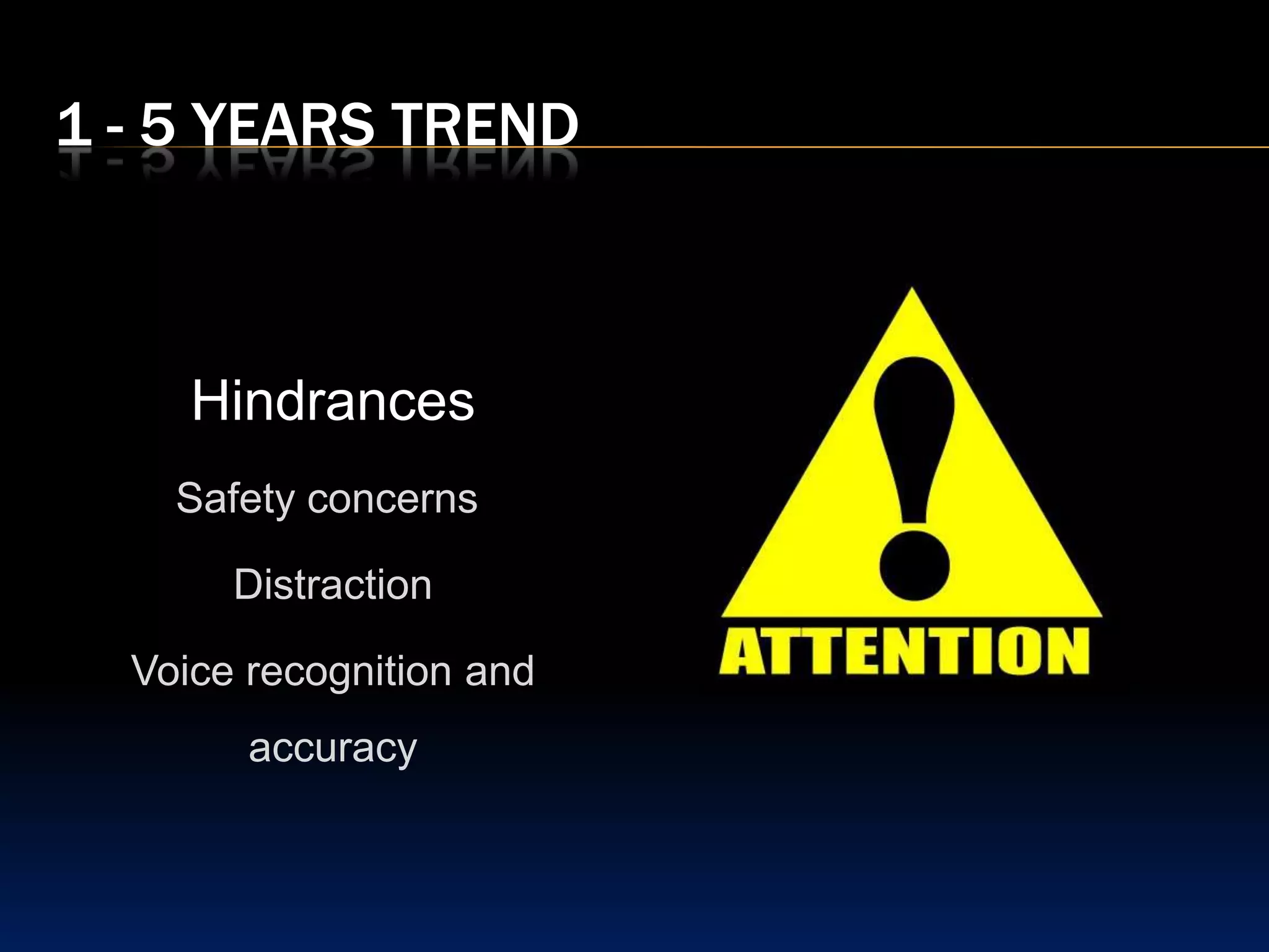 1 - 5 years TrendOperating System Android, Microsoft Windows (WEA), RIM (QNX)Apps / 3rd party software Video ConferenceSocial Media Car diagnostic app Customized interface Email and SMSConnect2Car