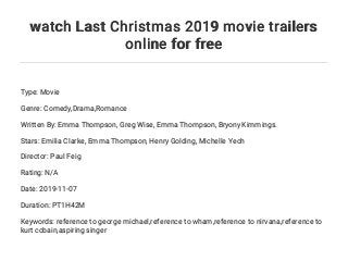 watch Last Christmas 2019 movie trailers online for free