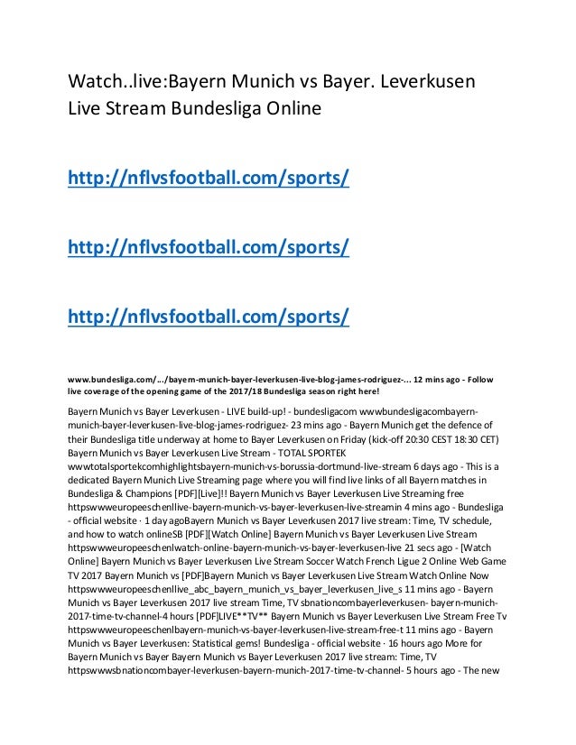 Bayern Bayer Leverkusen Live Stream Bayern Bayer Leverkusen Live Stream