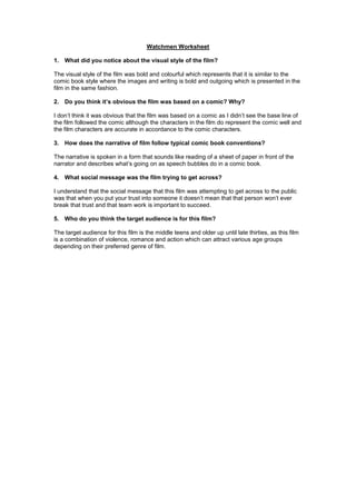 Watchmen Worksheet | PDF