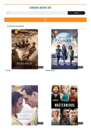 Search
CINEMA MOVIE HD
SEARCH
NOW PLAYING MOVIES
Ben-Hur
338 User
NEW
Hidden Figures
38 User
NEW
87 User
NEW
157 User
NEW
 