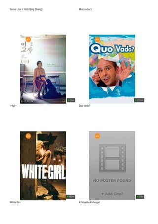 Some Like It Hot (Qing Sheng) Misconduct
ì​¬êµ​ì​¬
0 User
NEW
Quo vado?
219 User
NEW
White Girl
48 User
NEW
Azhiyatha Kolangal
1 User
NEW
 