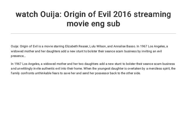 Watch Ouija Origin Of Evil 2016 Streaming Movie Eng Sub
