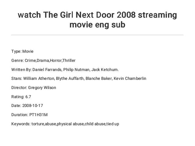 Watch The Girl Next Door 2008 Streaming Movie Eng Sub