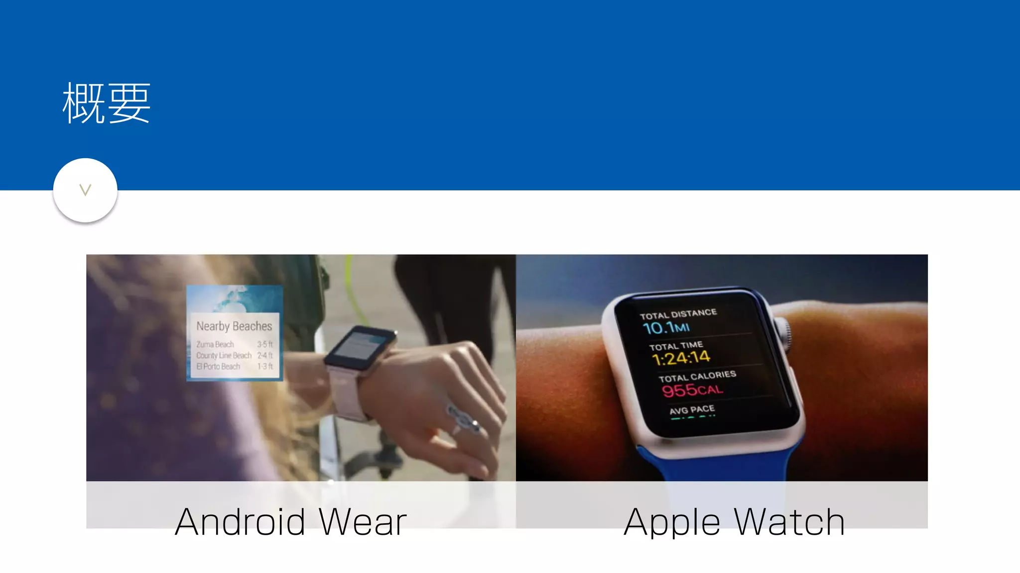 >
概要
Android Wear Apple Watch
 