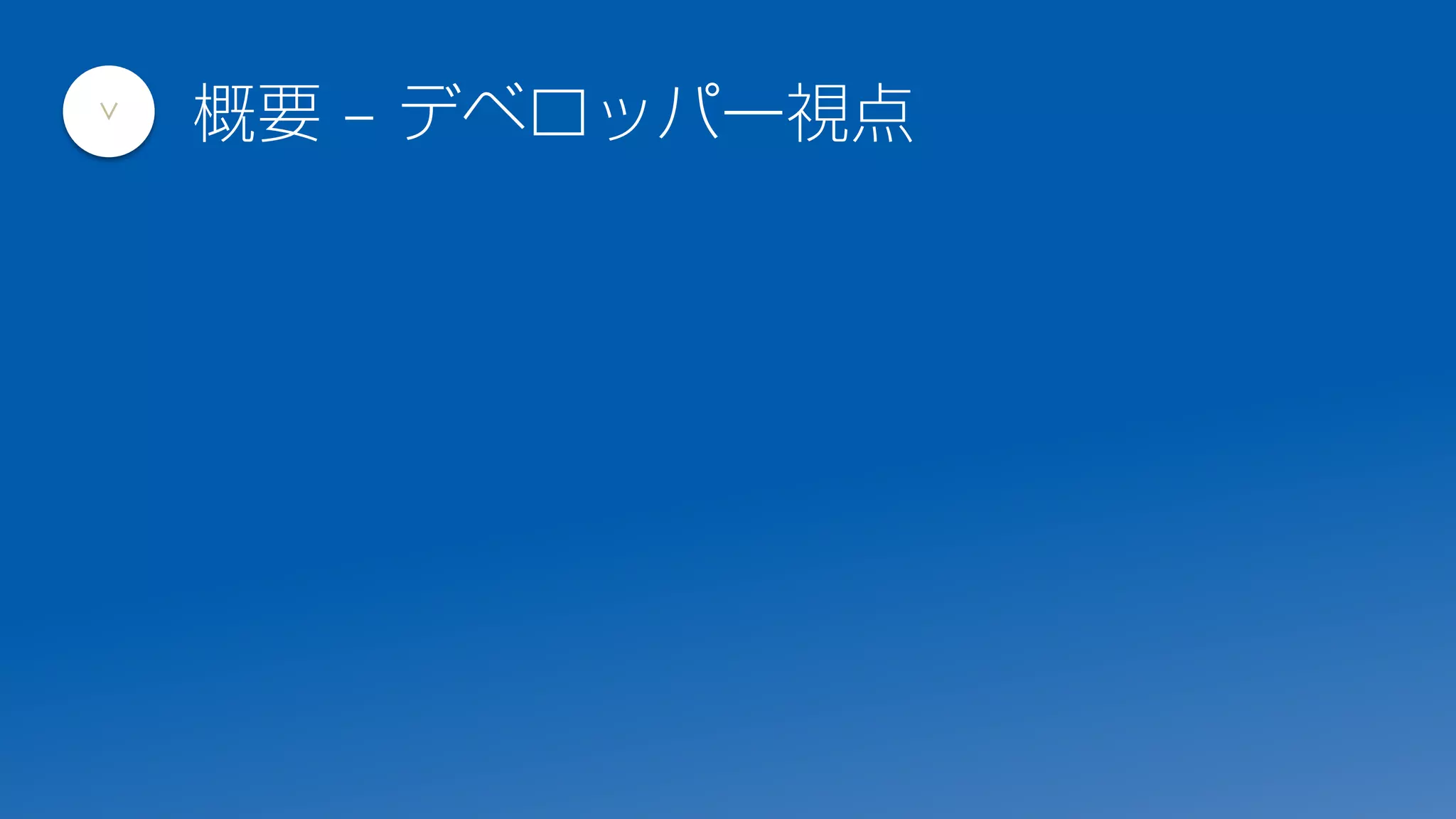 概要 – デベロッパー視点
>
 