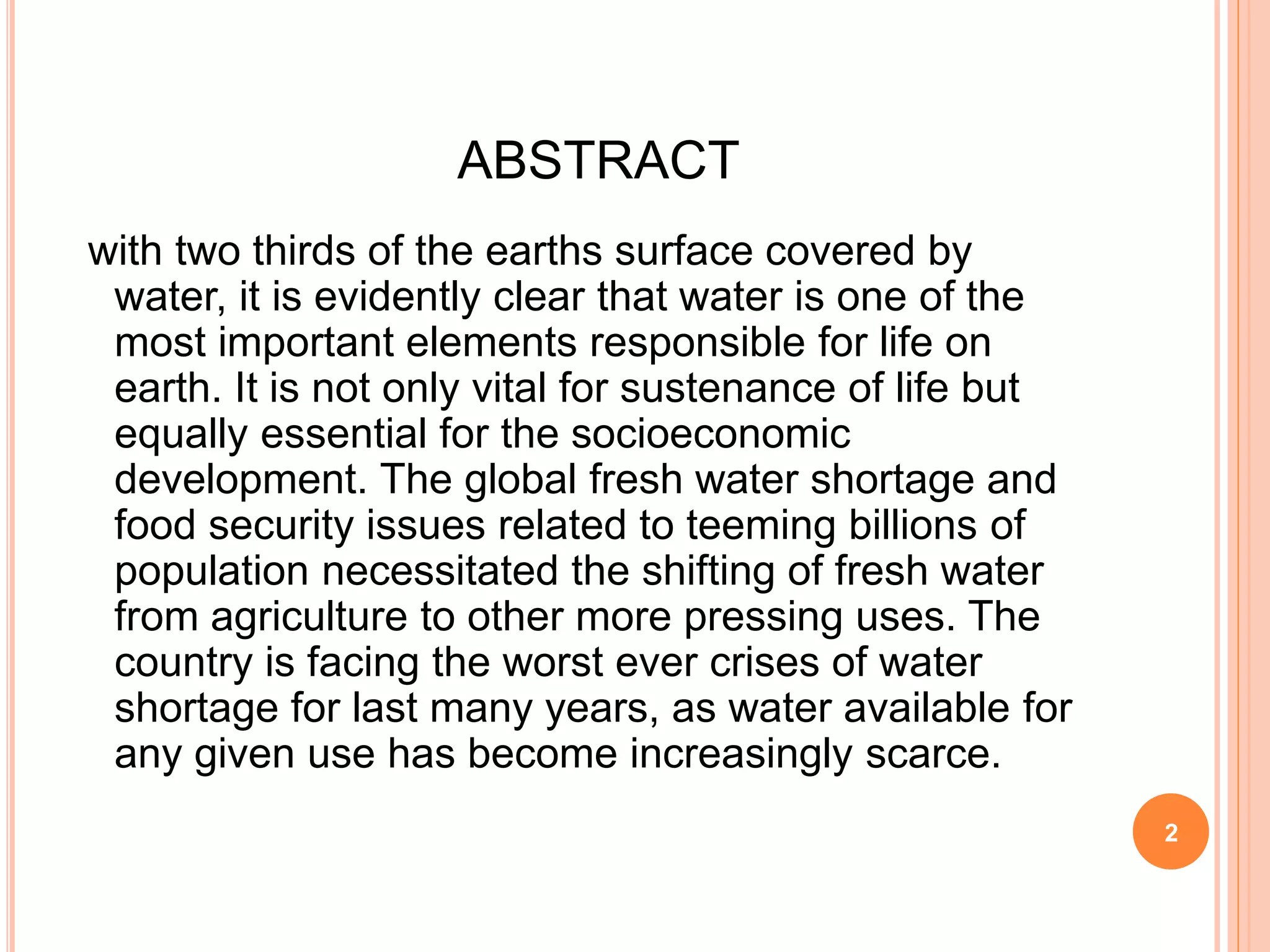 WATER SHORTAGE ITS CAUSES, IMPACTS AND REMEDIAL MEASURES IN PAKISTAN | PPT 